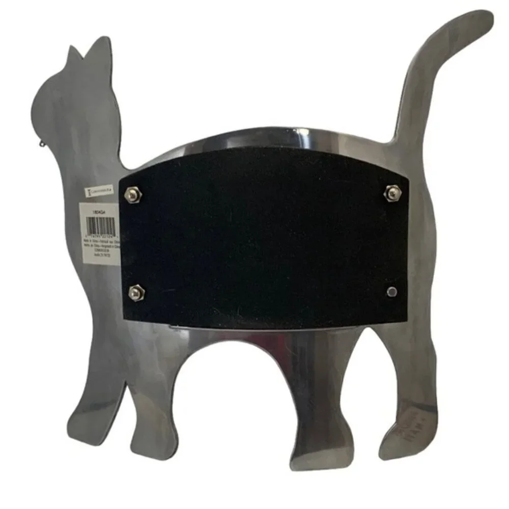 Cat Photo Frame Large Metal Freestanding Curved Large 11” Table Decor Silver 4x6